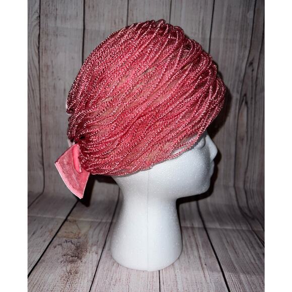 Vintage Mr. John Jr Turban Bow Hat 50s 60s Retro Pinup Pin Up Rockabilly Pink - Picture 5 of 11
